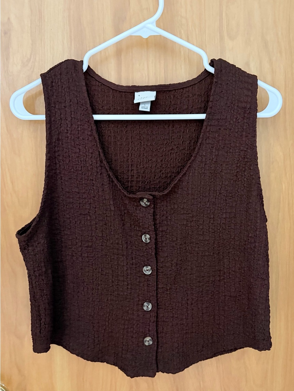 a new day Dark Brown Textured Button-Front Sleeveless Tank